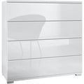 Une touche de caractere, buffet avec tiroirs, aux accents metalliques dans un ton blanc et vert