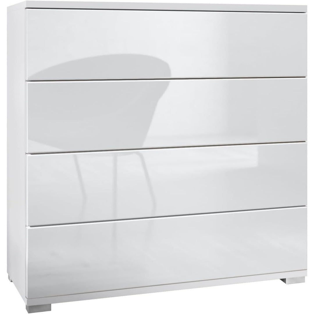 Une touche de caractere, buffet avec tiroirs, aux accents metalliques dans un ton blanc et vert