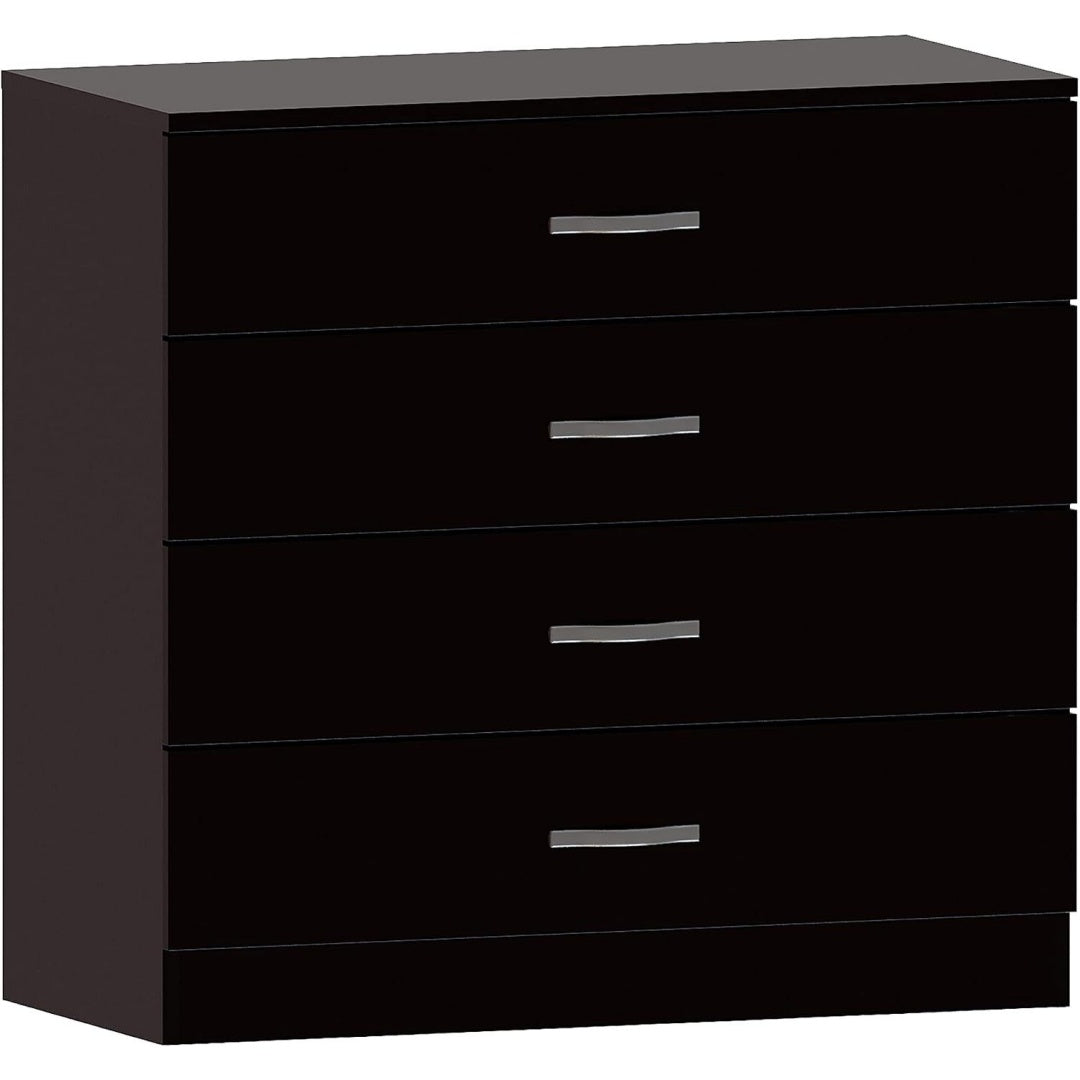 Un espace mieux organise grace a ce commode avec tiroirs, aux accents metalliques, finition noir