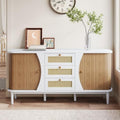 Le charme du rangement avec ce buffet avec tiroirs, avec portes, coloris blanc et naturel