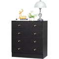 Le charme du rangement avec ce commode avec tiroirs, aux accents metalliques, coloris noir et bois naturel