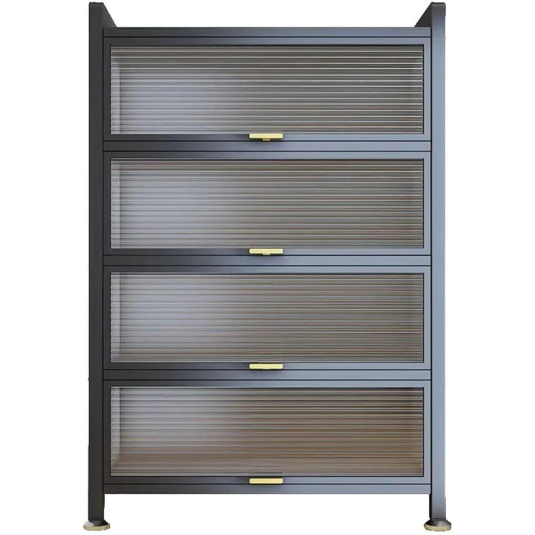 Une silhouette equilibree pour ce bibliotheque avec portes, avec etageres, teinte gris et vert