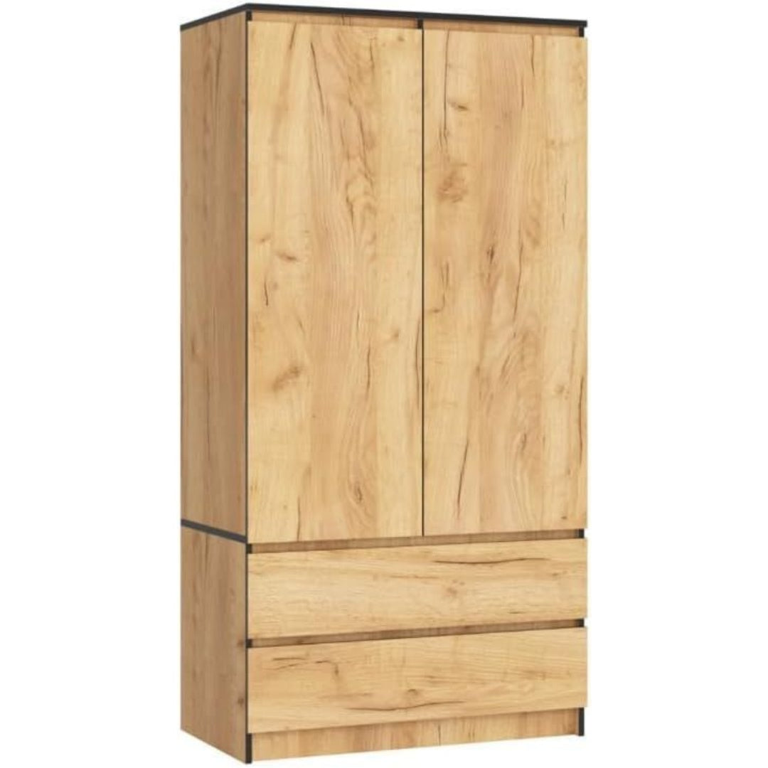 Une touche de caractere, commode avec tiroirs, avec portes dans un ton chene