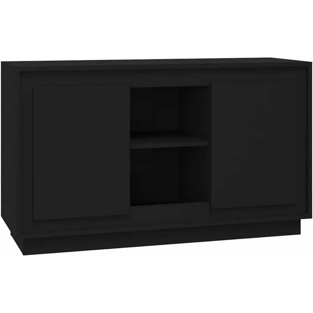 Le charme du rangement avec ce buffet avec portes, a l'aspect bois, coloris noir et bois naturel