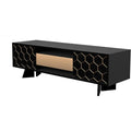 Pour un interieur harmonieux, commode avec etageres, aux lignes contemporaines en finition noir et vert