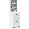 Le charme du rangement avec ce armoire a l'aspect bois, coloris blanc et bois naturel