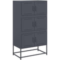 Un espace mieux organise grace a ce buffet avec portes, au style industriel, finition anthracite