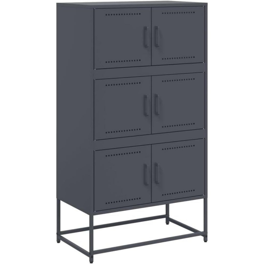 Un espace mieux organise grace a ce buffet avec portes, au style industriel, finition anthracite