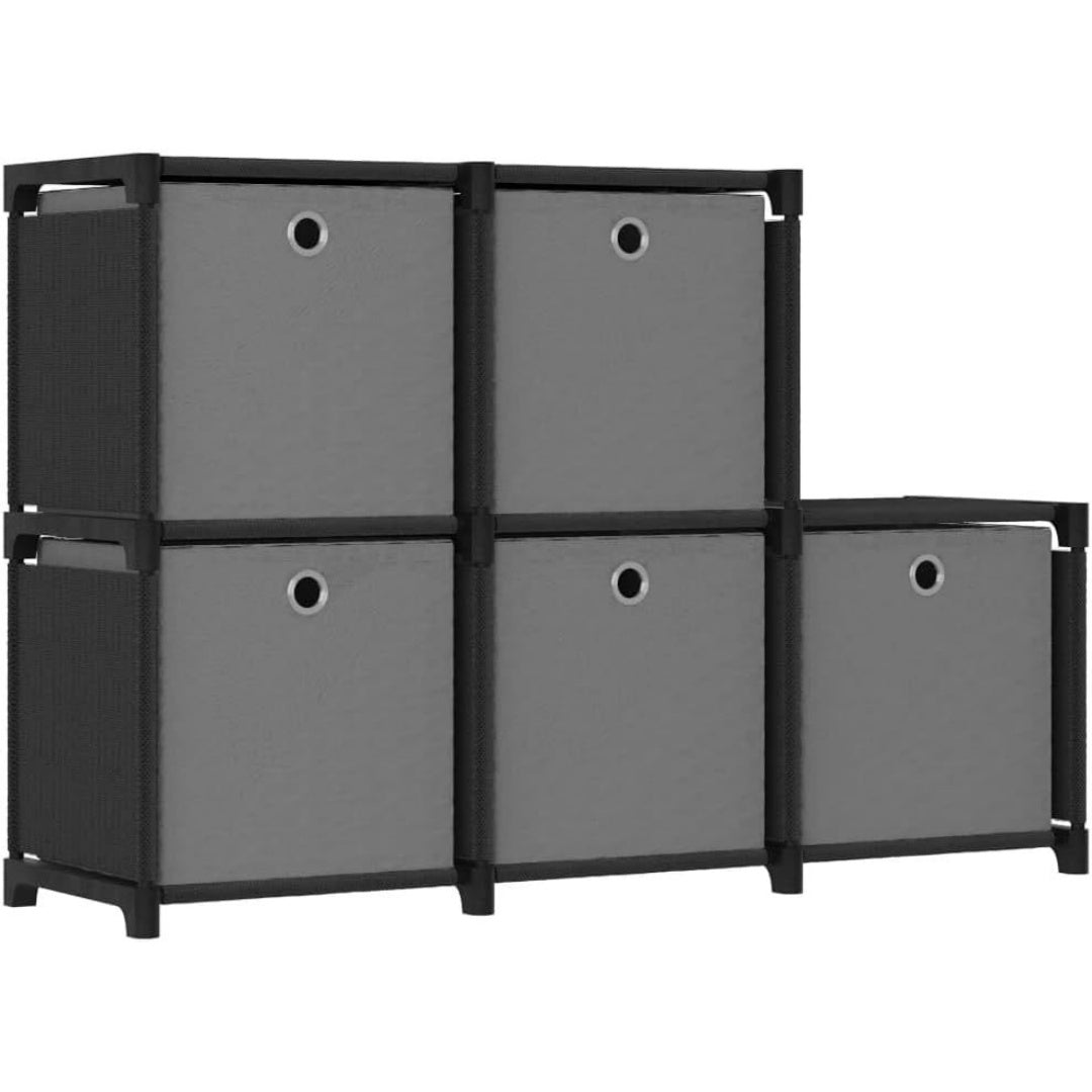 Le charme du rangement avec ce bibliotheque avec portes, avec etageres, coloris noir et gris