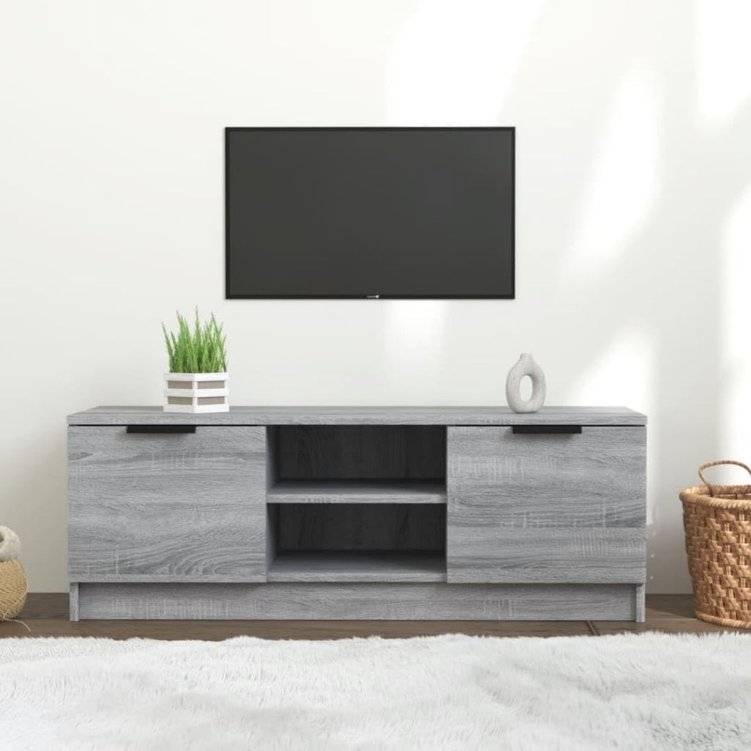 Pour un interieur harmonieux, commode avec tiroirs, avec portes en finition gris et bois naturel