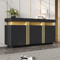 Le charme du rangement avec ce commode avec tiroirs, avec portes, coloris noir et dore