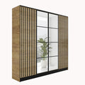 Le charme du rangement avec ce armoire avec portes, aux lignes contemporaines, coloris blanc et noir