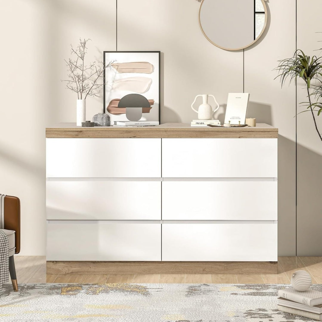 Pour un interieur harmonieux, buffet a l'aspect bois, au style industriel en finition chene et bois naturel