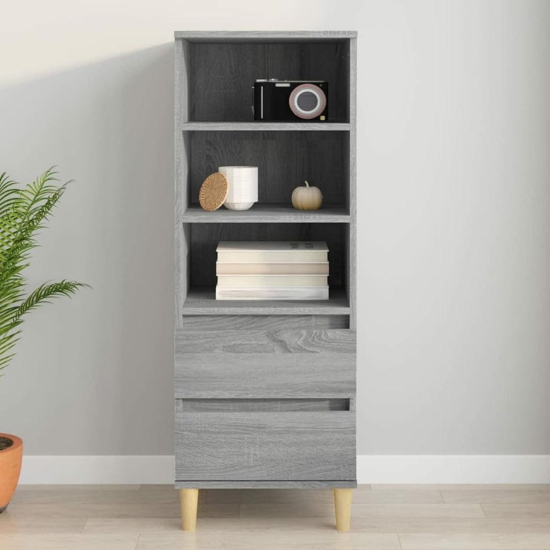 Le charme du rangement avec ce buffet avec portes, a l'aspect bois, coloris gris et naturel
