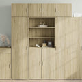 Un espace mieux organise grace a ce buffet a l'aspect bois, finition chene et bois naturel
