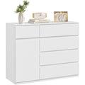 Pour un interieur harmonieux, buffet avec tiroirs, avec etageres en finition blanc et noir