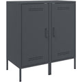 Le charme du rangement avec ce buffet avec portes, au style industriel, coloris anthracite