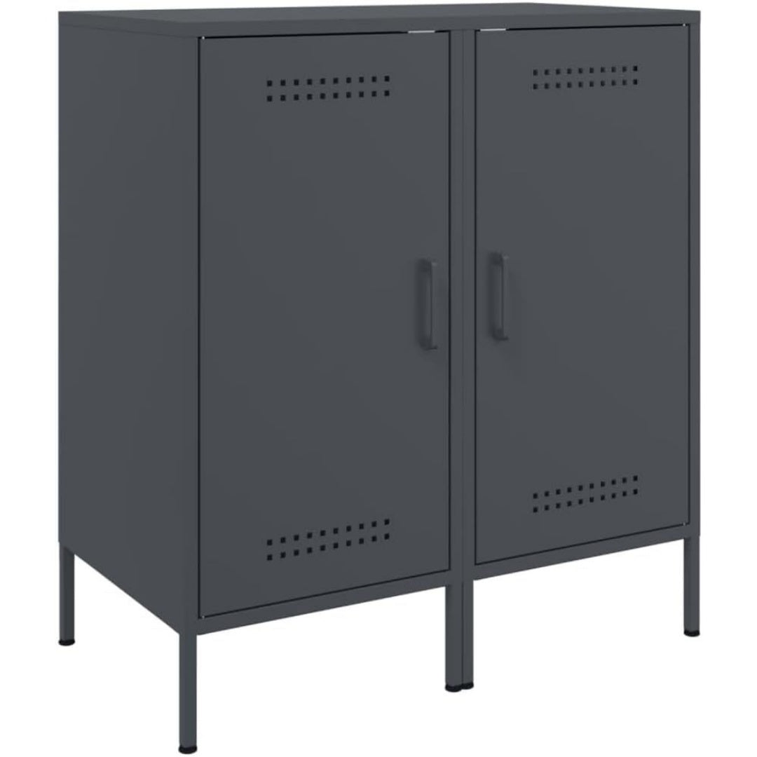 Le charme du rangement avec ce buffet avec portes, au style industriel, coloris anthracite