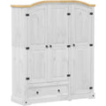 Pour un interieur harmonieux, armoire avec portes, aux accents metalliques en finition blanc et naturel