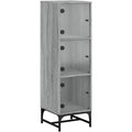 Une touche de caractere, buffet avec portes, avec elements vitres dans un ton gris et bois naturel
