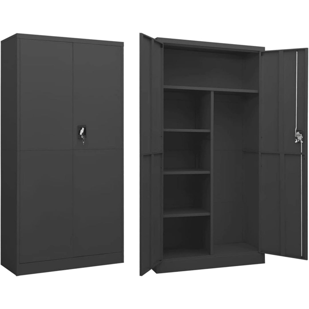 Pour un interieur harmonieux, bibliotheque avec portes, avec etageres en finition anthracite
