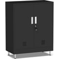 Une silhouette equilibree pour ce bibliotheque avec portes, avec etageres, teinte noir