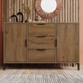 Pour un interieur harmonieux, buffet avec tiroirs, avec portes en finition noir et chene