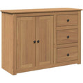 Une silhouette equilibree pour ce buffet avec tiroirs, a l'aspect bois, teinte naturel et bois naturel