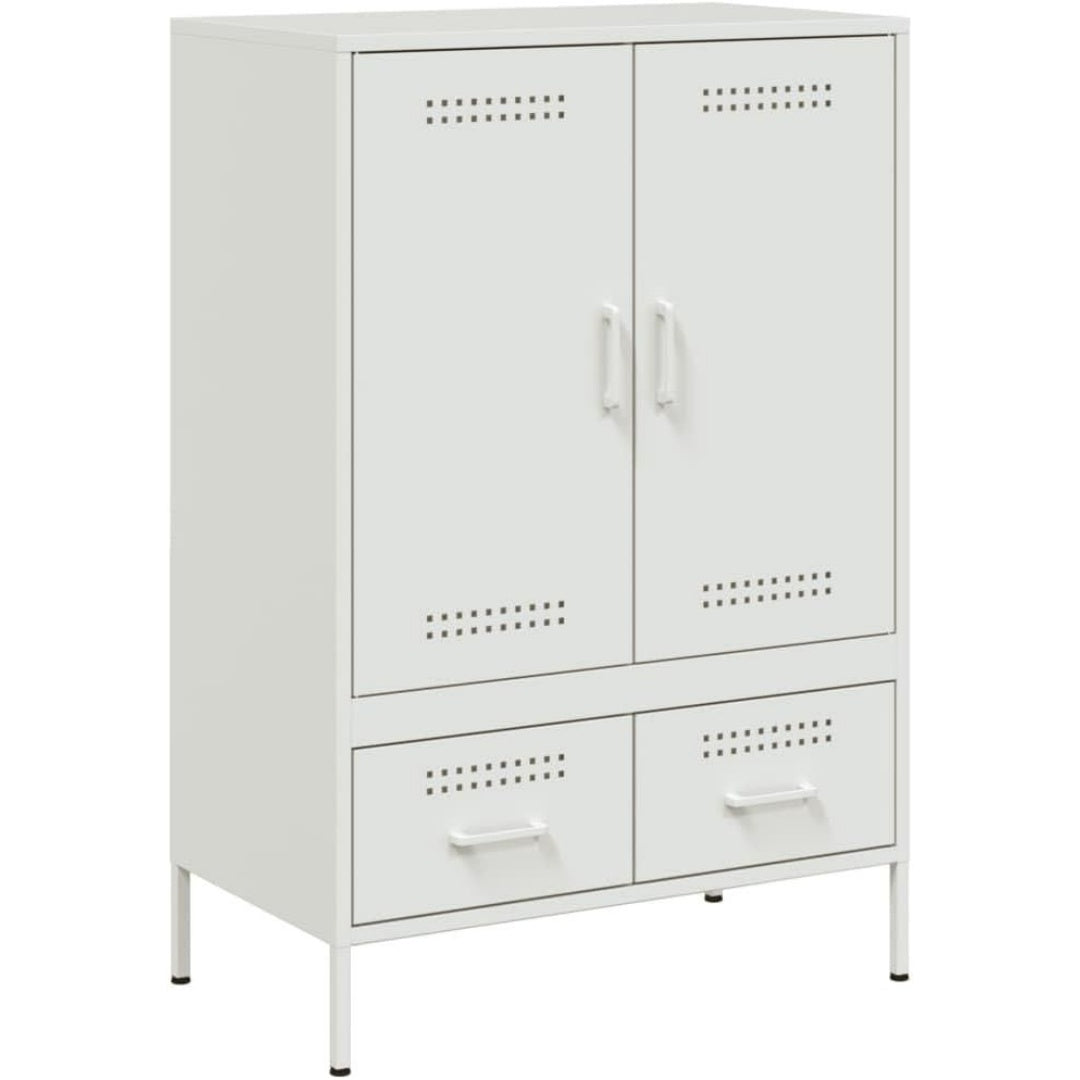 Pour un interieur harmonieux, buffet avec portes, au style industriel en finition blanc