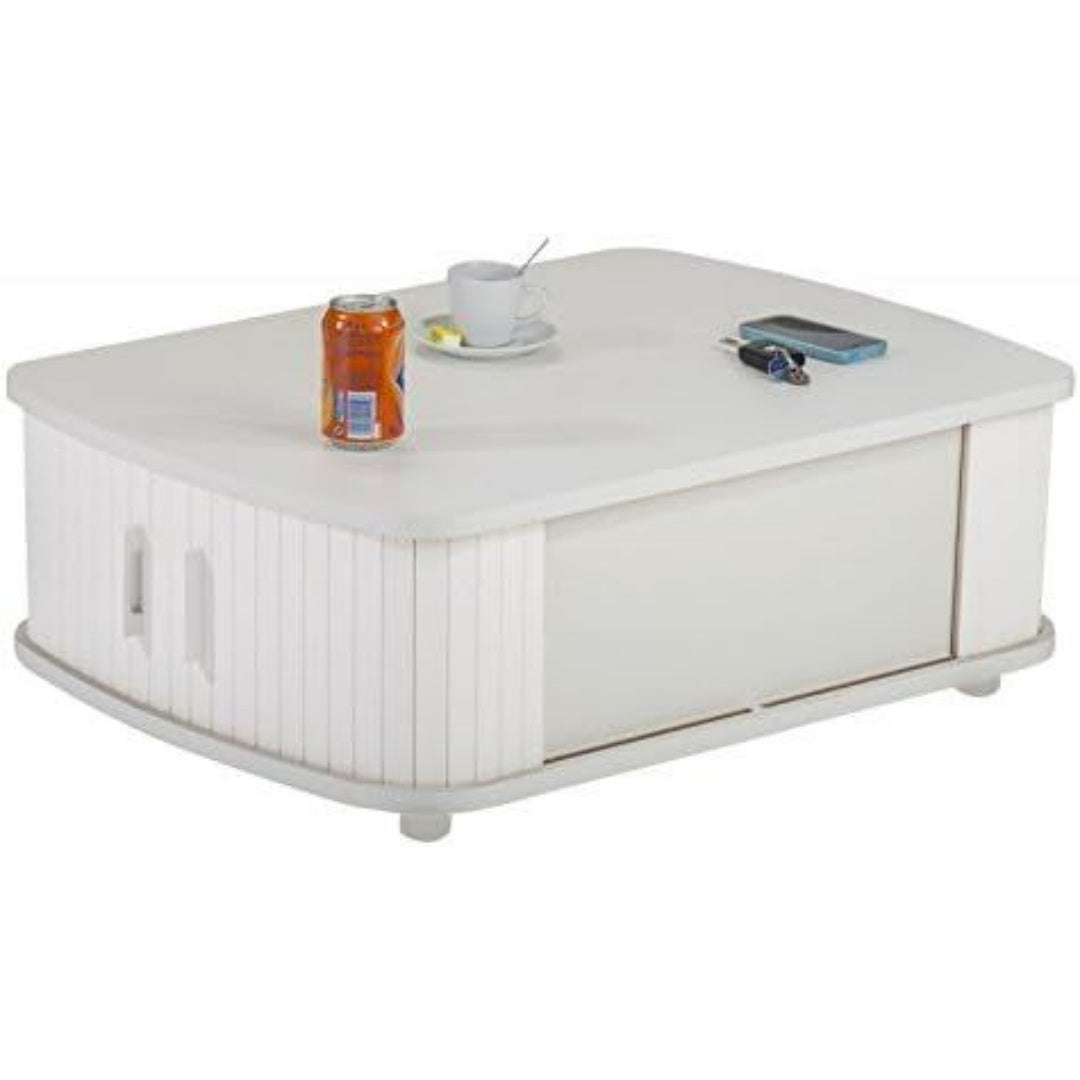 Pour un interieur harmonieux, table basse aux lignes soignees en finition blanc et noir